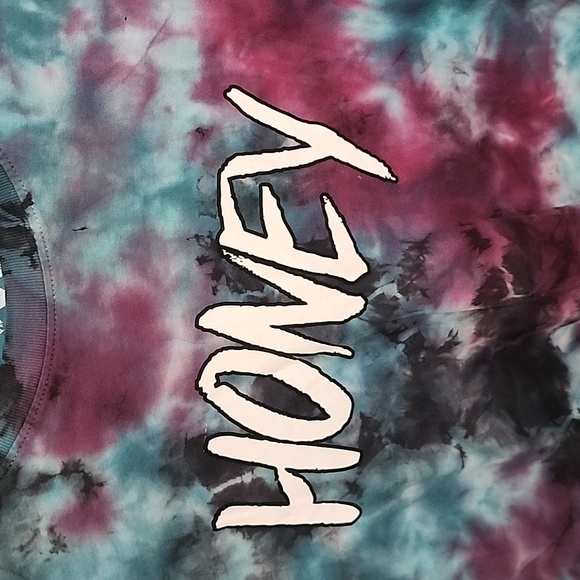 HONEY BRAND Logo Tie Dye T-Shirt Women's Size L NWT - Picture 3 of 6